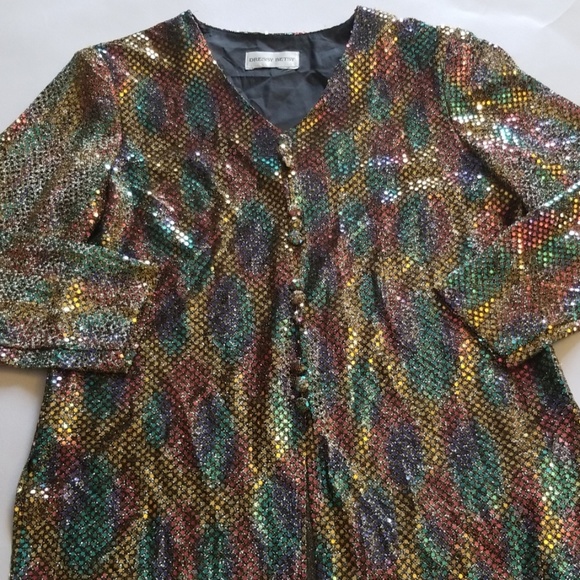 Dressy Betsy Tops - Dressy Betsy Vintage Rainbow Sequined Tunic XL